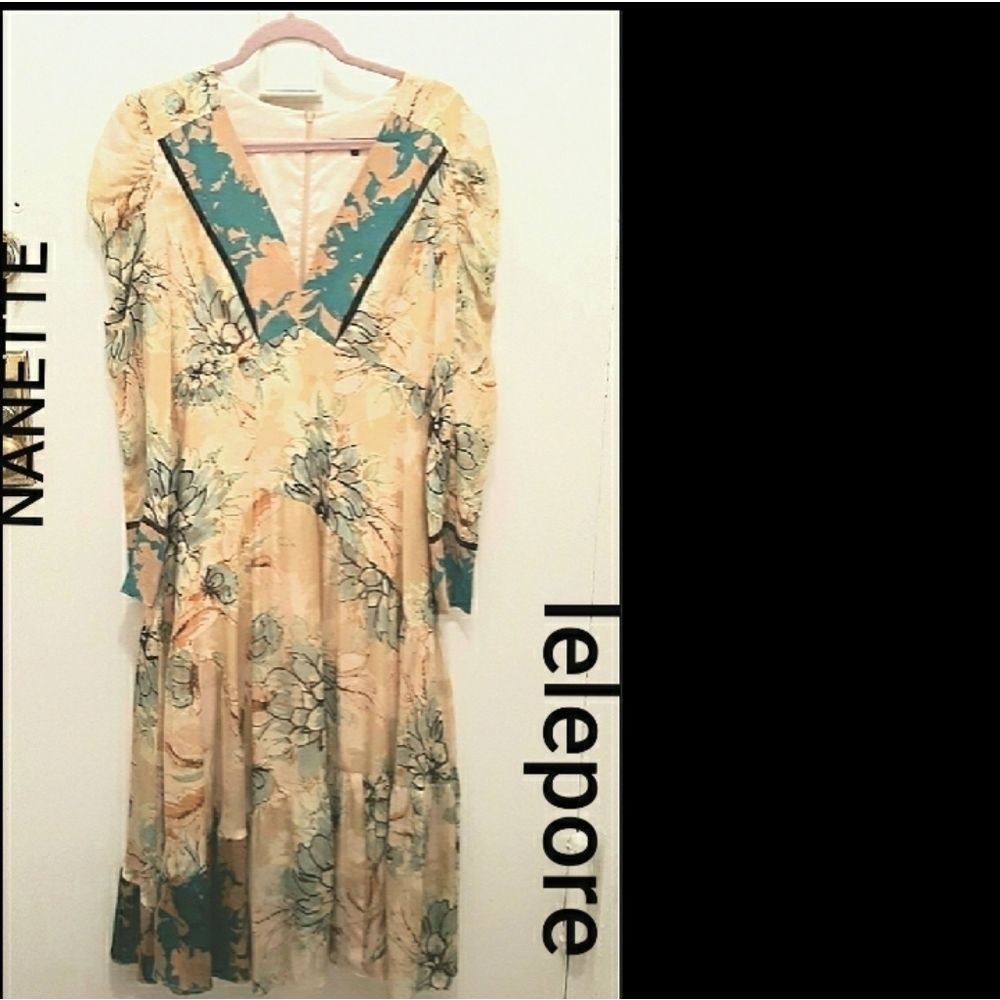 NANETTE LEPORE PRINTED LONG SLEEVES DRESS(NWOT)